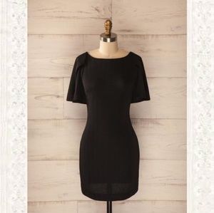Flutter Sleeve Little Black Dress 1861